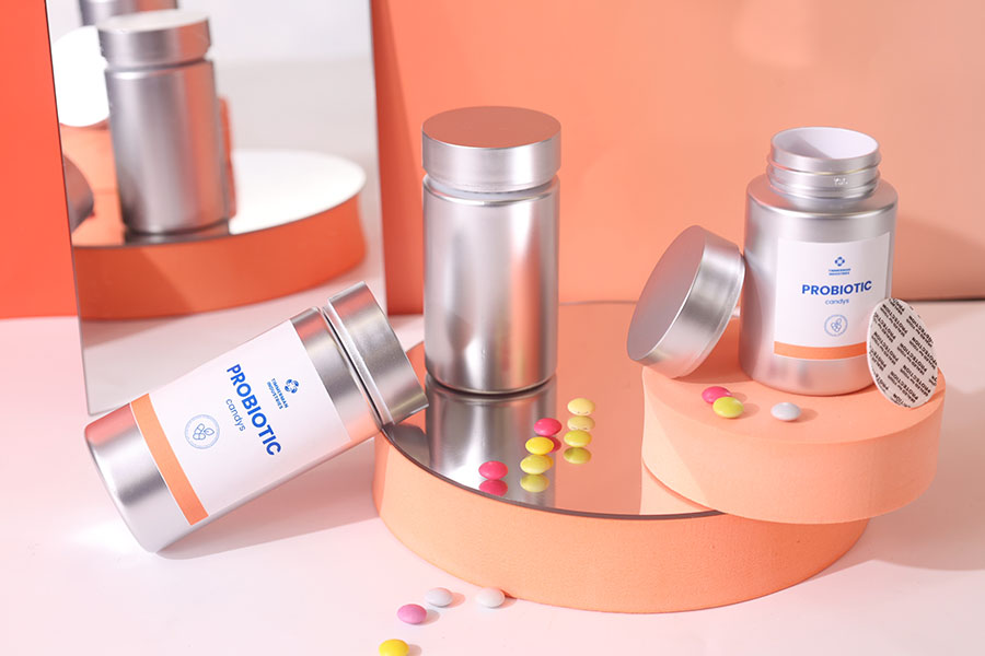 Βαζάκι πλαστικό PET 120 ml σε ασημί χρώμα για χάπια και κάψουλες Βαζάκι πλαστικό PET 120 ml σε ασημί χρώμα για χάπια και κάψουλες