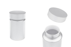 Βαζάκι πλαστικό PET 100 ml σε ασημί χρώμα για χάπια και κάψουλες-1