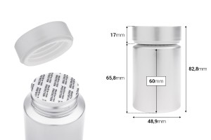 Βαζάκι πλαστικό PET 100 ml σε ασημί χρώμα για χάπια και κάψουλες-2