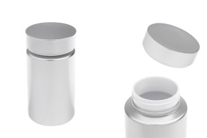 Βαζάκι πλαστικό PET 120 ml σε ασημί χρώμα για χάπια και κάψουλες-1