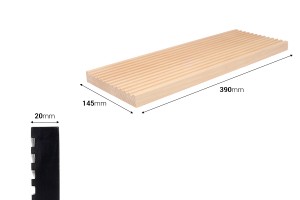 Accessoire en bois de forme rectangulaire pour photos et décoration 390x145x20 mm en couleur naturelle ou noire-εικόνα_διαστάσεις