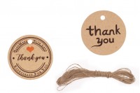 "Thank you" craft tags in various designs with hole and string - 100 pcs