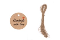 Papieranhänger "Handmade with love" mit Loch und Kordel - 100 Stück Papieranhänger "Handmade with love" mit Loch und Kordel - 100 Stück