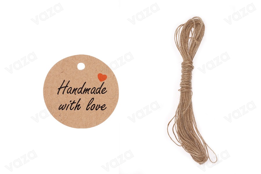 Papieranhänger "Handmade with love" mit Loch und Kordel - 100 Stück Papieranhänger "Handmade with love" mit Loch und Kordel - 100 Stück-εικόνα_προϊοντική