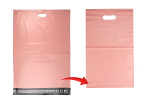 Kuriertaschen 500x600 mm rosa wasserdichtes PE mit Selbstklebeverschluss und Tragegriff - 100 Stück-εικόνα_σύνθεση