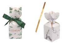 Coffret cadeau en papier avec ruban aux motifs variés - 50 pièces Coffret cadeau en papier avec ruban aux motifs variés - 50 pièces