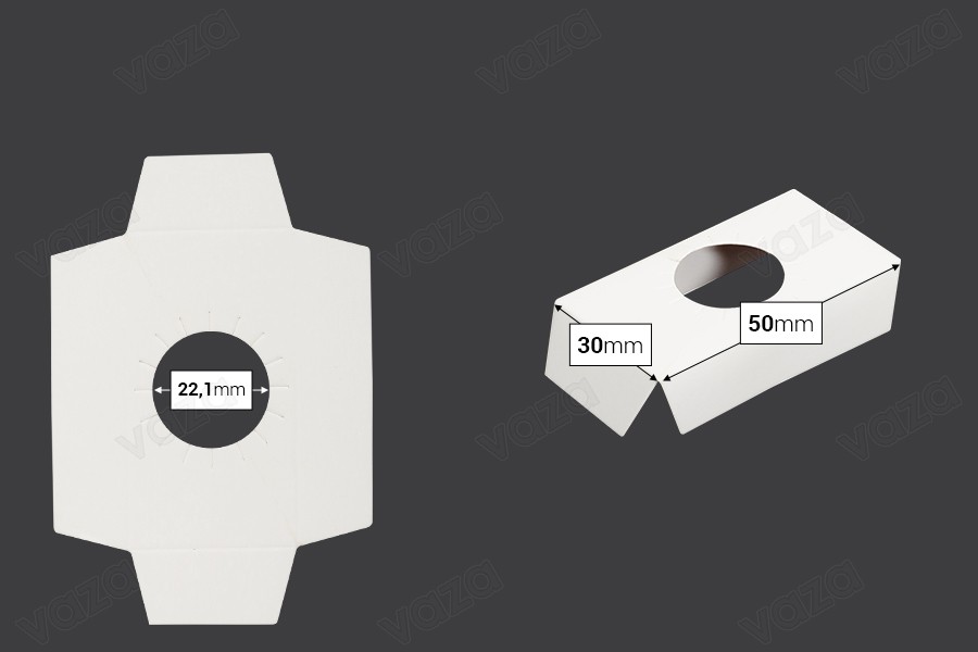 Support papier intérieur 50x30 mm pour bidons 50 ml - 100 pcs Support papier intérieur 50x30 mm pour bidons 50 ml - 100 pcs-εικόνα_διαστάσεις