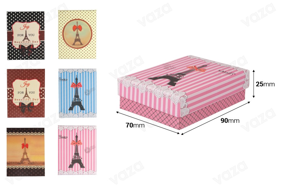 Papierschachtel ''Eiffel'' für Schmuckstücke- Set aus 12 Stücken (Small) Papierschachtel ''Eiffel'' für Schmuckstücke- Set aus 12 Stücken (Small)-εικόνα_διαστάσεις