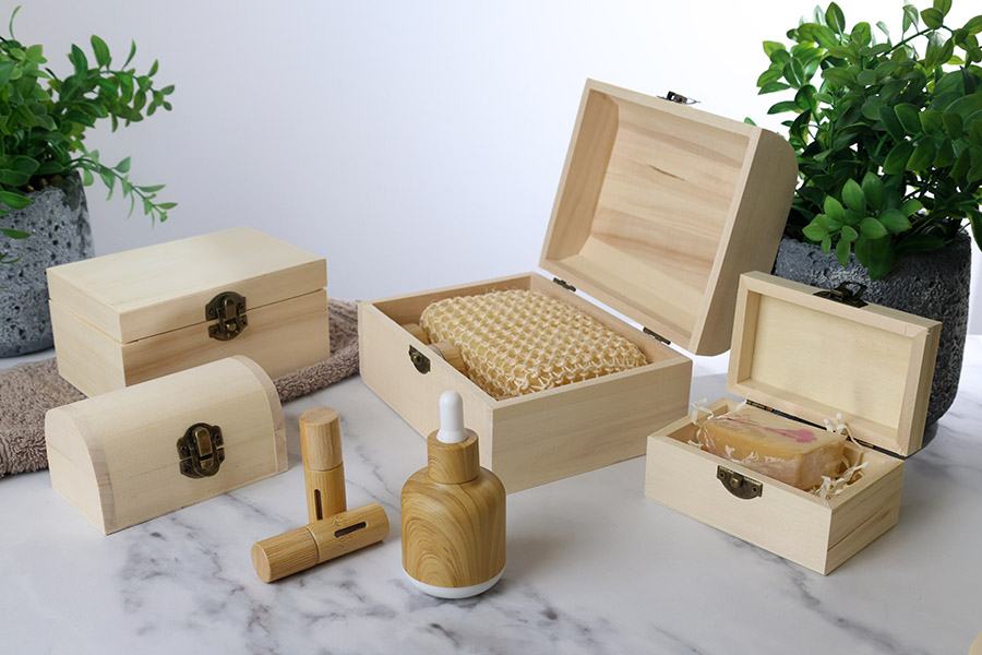 Scatola portaoggetti in legno con clip-set di 3 pezzi (S-M-L)