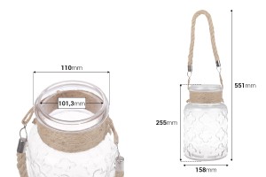 Bocal décoratif en verre de 3000ml avec poignée sans couvercle 160 x 270 mm-2