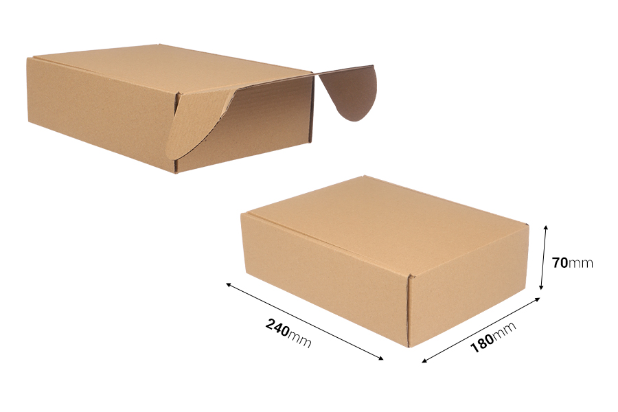 Boîte d'emballage en papier kraft 180x240x70 mm sans fenêtre - 20 pcs