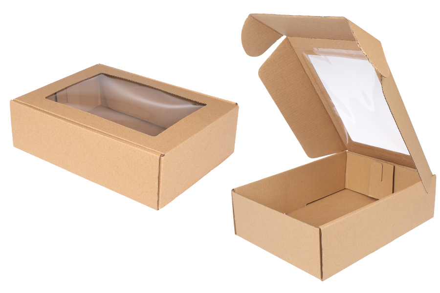 Boîte d'emballage en papier kraft 180x240x70 mm avec fenêtre - 20 pcs