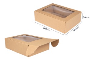 180 x 240 x 70 mm Kraftpapier-Verpackungsbox mit Fenster – 20 Stück-2