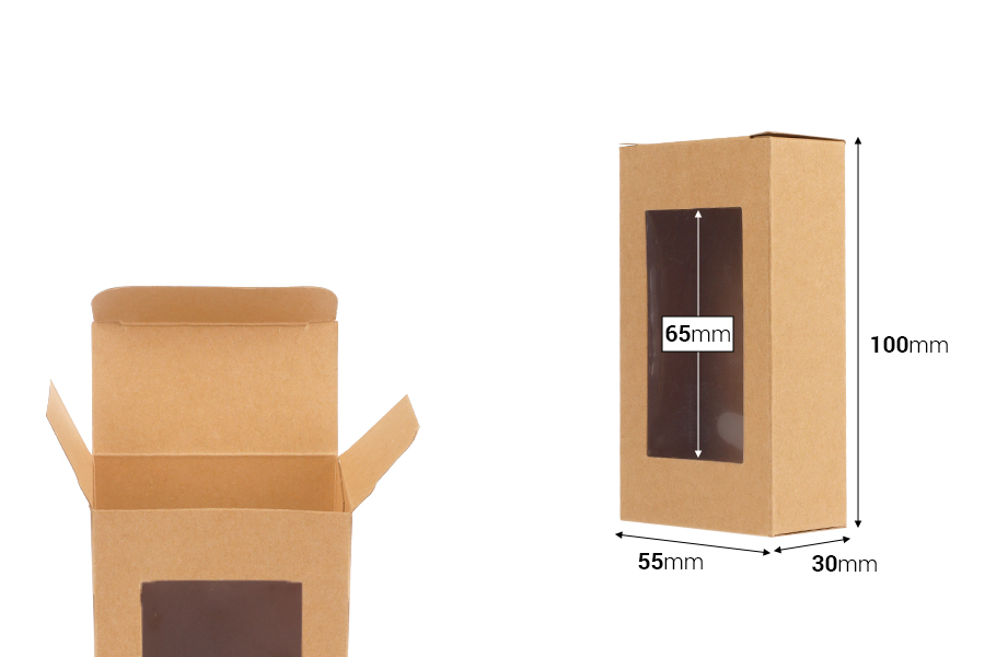 Verpackung für Seifen Kraftpapier mit 100x55x30mm Fenster - 50 Stück Verpackung für Seifen Kraftpapier mit 100x55x30mm Fenster - 50 Stück