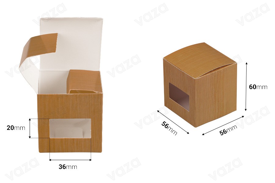 Schachtel braun 56x56x60 mm - 50 Stücke-εικόνα_διαστάσεις