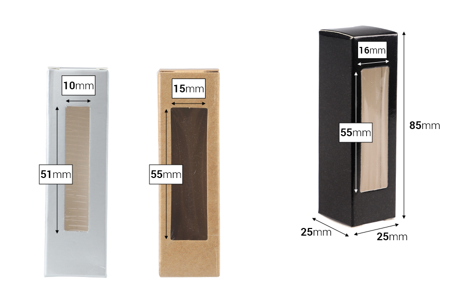 Papierschachtel mit Sichtfenster 25x25x85 - 50 Stk