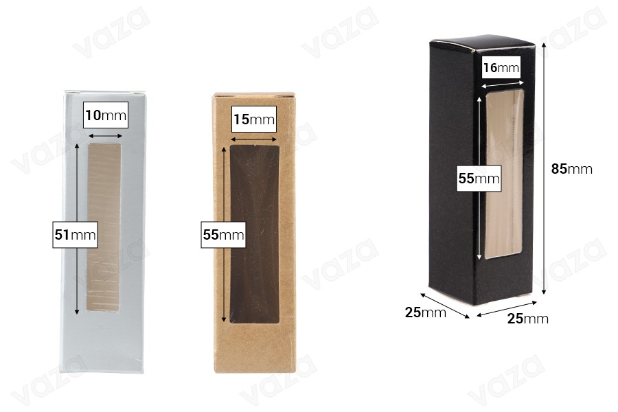 Papierschachtel mit Sichtfenster 25x25x85 - 50 Stk Papierschachtel mit Sichtfenster 25x25x85 - 50 Stk-εικόνα_διαστάσεις