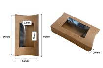 Boîte à savon en papier kraft 95 x 55 x 20 mm avec fenêtre et bords incurvés - 50 pcs Boîte à savon en papier kraft 95 x 55 x 20 mm avec fenêtre et bords incurvés - 50 pcs