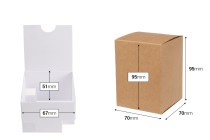 Boîte d'emballage en papier kraft 70 x 70 x 95 mm avec extérieur marron et intérieur blanc - 50 pcs