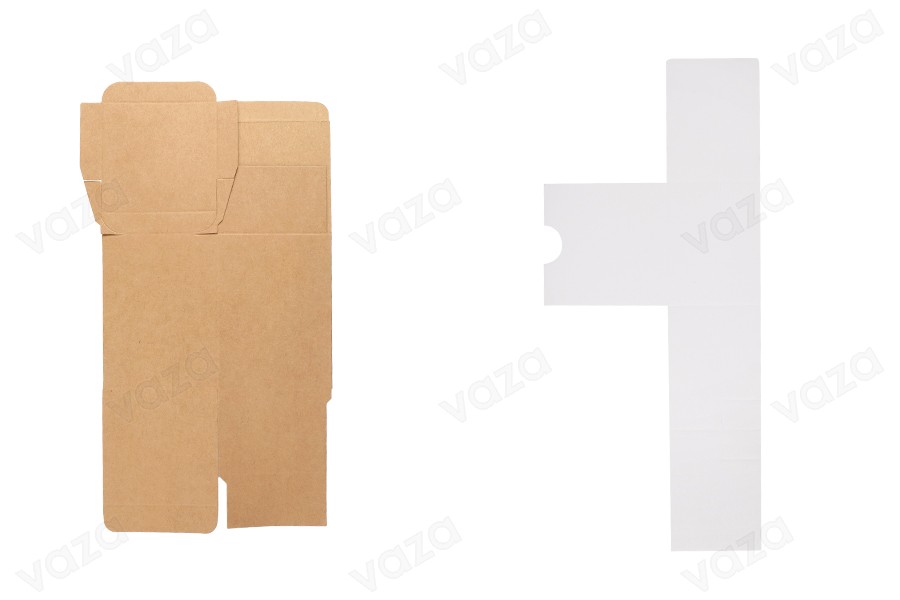 Kartonverpackung aus braunem Kraftpapier außen und weißem Innenfutter, Größe 70 x 70 x 95 mm – 50 Stück Kartonverpackung aus braunem Kraftpapier außen und weißem Innenfutter, Größe 70 x 70 x 95 mm – 50 Stück-bildgruppe
