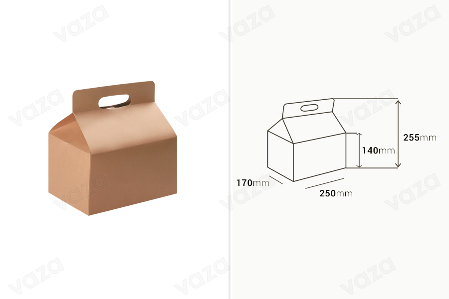 Verpackungsbox 250x170x255mm aus Kraftpapier - 20 Stck Verpackungsbox 250x170x255mm aus Kraftpapier - 20 Stck-bildabmessungen