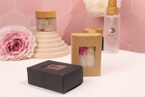 Boîte à savon en papier kraft avec fenêtre 80 x 55 x 30 mm - 50 pcs-εικόνα_σύνθεση