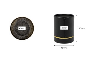 Zylindrische Schachtel 100 x 75mm Papier in schwarz - goldener Farbe-2