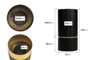Boîte à papier cylindrique aux dimensions 155 x 74 mm en noir - couleur or-2