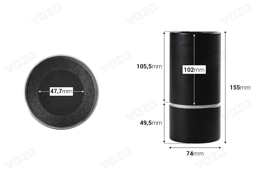 Schachteln für Flaschen mit 155x74mm Papier in schwarz Schachteln für Flaschen mit 155x74mm Papier in schwarz-bildabmessungen