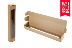 Boîte en papier kraft avec fenêtre 80 x 60 x 500 mm - 40 pcs