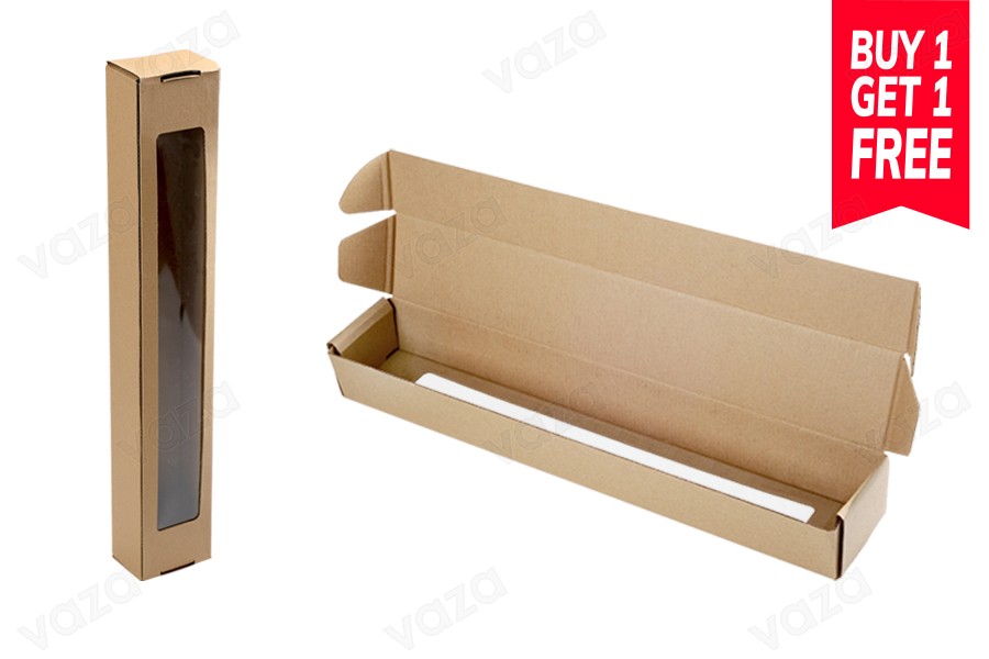 Kraftpapierbox mit Fenster 80x60x500 mm - 20 Stück Kraftpapierbox mit Fenster 80x60x500 mm - 20 Stück-produktbild