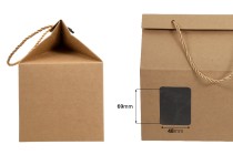 Box - Kraftbeutel mit Fenster und Kordelzug 220x140x190 - 20 Stk