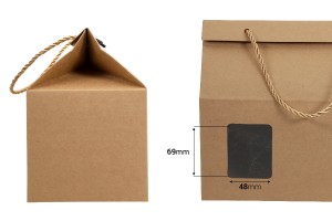 Boîte - petit sac kraft avec fenêtre et cordon 220 x 140 x 190 - 20 pcs-3