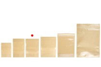 Doypack-Beutel 140x40x200 mm, Rückseite Kraftpapier (14c), Vorderseite transparent (8c), mit Reißverschluss, heißsiegelbar - 100 Stück