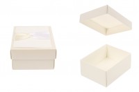 Paper box white with beige and satin bow 
