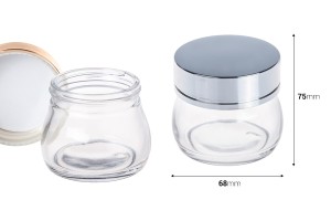 Glastiegel für Creme 100ml mit goldenem oder silbernem Deckel-εικόνα_διαστάσεις