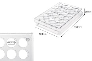 Support en plexiglas 165 x 120 x 28 avec pieds en silicone - 24 positions (ouverture des trous 21 mm)-εικόνα_διαστάσεις