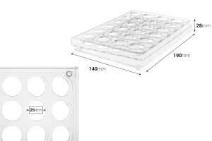 Support en plexiglas 190 x 140 x 28 avec pieds en silicone - 24 positions (ouverture des trous 25 mm)-imazh_dimensione