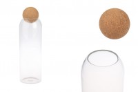 Bocal en verre transparent de 1400 ml avec bouchon en liège naturel de forme sphérique