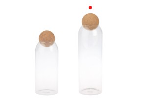 Bocal en verre transparent de 1400 ml avec bouchon en liège naturel de forme sphérique-εικόνα_σύνθεση