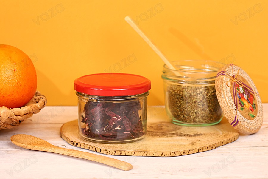 Barattolo in vetro trasparente da 225 ml per miele, caramelle o candele (TO 82) - 36 pz Barattolo in vetro trasparente da 225 ml per miele, caramelle o candele (TO 82) - 36 pz-εικόνα_σύνθεση