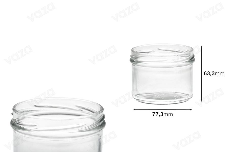 Barattolo in vetro trasparente da 225 ml per miele, caramelle o candele (TO 82) - 36 pz Barattolo in vetro trasparente da 225 ml per miele, caramelle o candele (TO 82) - 36 pz-εικόνα_διαστάσεις