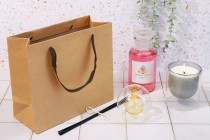 Geschenktasche aus Kraftpapier mit braunem Kordelhenkel - 260x110x230