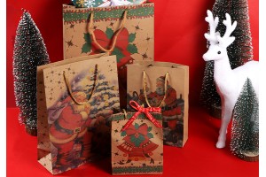Weihnachtliche Geschenktüte mit Schnur 190x80x240 in 4 verschiedenen Designs-10