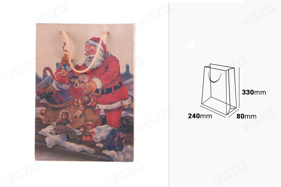 Sac cadeau de Noël avec cordon 240 x 80 x 330 en 4 motifs-photo_dimensions