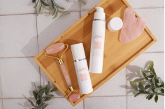 Μπουκαλάκι airless για κρέμα 30 ml πλαστικό λευκό με ασημί ρίγα 