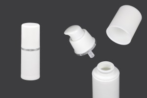 Flacon airless pour crème de 15 ml plastique blanc avec bande argentée