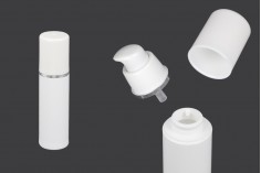 Μπουκαλάκι airless για κρέμα 30 ml πλαστικό λευκό με ασημί ρίγα 