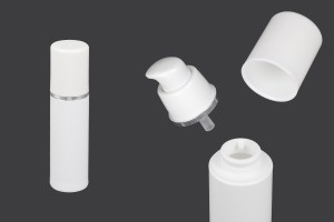 Flacon airless pour crème de 30 ml plastique blanc avec bande argentée