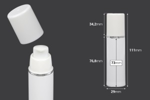 Flacon airless pour crème de 30 ml plastique blanc avec bande argentée-2